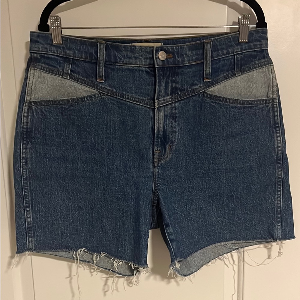 MADEWELL High Rise Contrast Yoke Denim Shorts